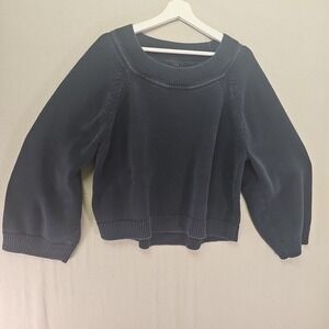 J.Crew Boatneck Womens Large Blue Oversize Beach Sweater 100% Cotton Style#BA410